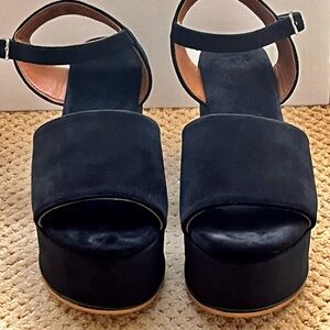 Penelope Chilvers Black Velvet Platform Sandals
